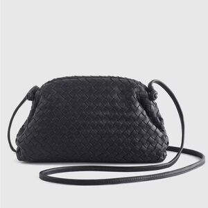 Quince Black Woven Leather Crossbody Bag
